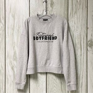Lily & Lottie Women Light Gray Fictional Boyfriend Graphic Crewneck Sweatshirt M